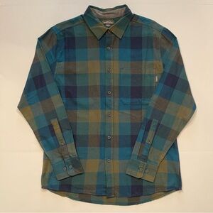 Eddie Bauer NWOT Men’s Navy Blue Green Plaid Brushed Flannel Long Sleeve Shirt M